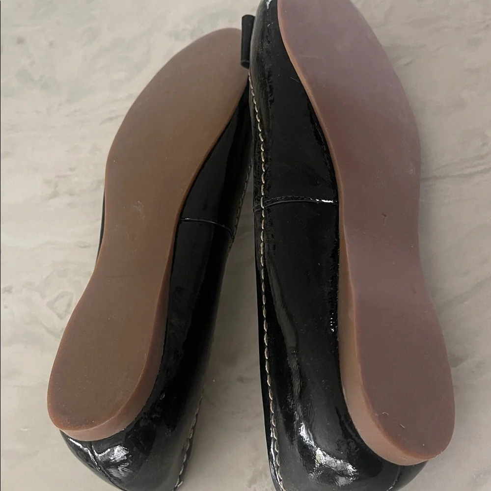 Martin + Osa black patent leather bow ballet flats size 7